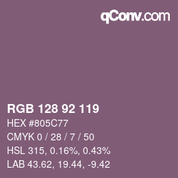 カラーコード: RGB 128 92 119 | qconv.com
