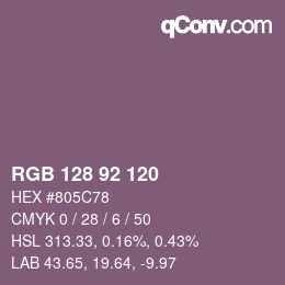 カラーコード: RGB 128 92 120 | qconv.com