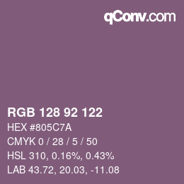 カラーコード: RGB 128 92 122 | qconv.com