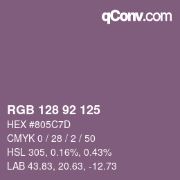 颜色代码: RGB 128 92 125 | qconv.com