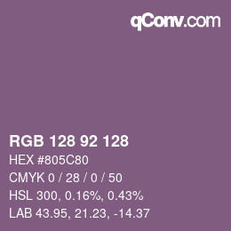 颜色代码: RGB 128 92 128 | qconv.com