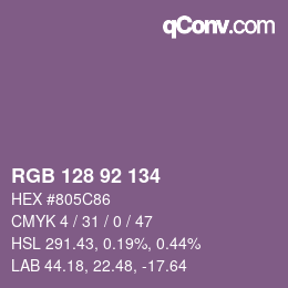 颜色代码: RGB 128 92 134 | qconv.com