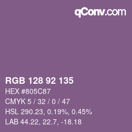 カラーコード: RGB 128 92 135 | qconv.com