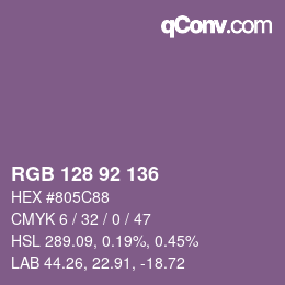 カラーコード: RGB 128 92 136 | qconv.com