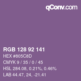 カラーコード: RGB 128 92 141 | qconv.com