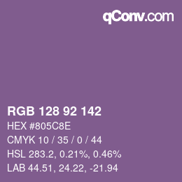 カラーコード: RGB 128 92 142 | qconv.com