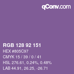 颜色代码: RGB 128 92 151 | qconv.com