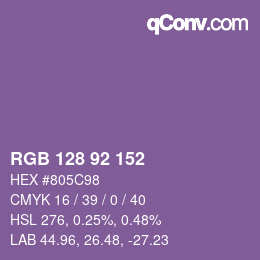 カラーコード: RGB 128 92 152 | qconv.com