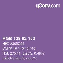 颜色代码: RGB 128 92 153 | qconv.com