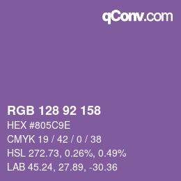カラーコード: RGB 128 92 158 | qconv.com