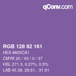 カラーコード: RGB 128 92 161 | qconv.com