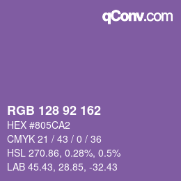 カラーコード: RGB 128 92 162 | qconv.com