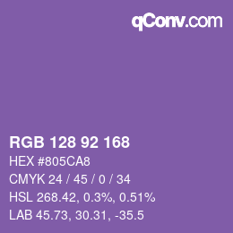颜色代码: RGB 128 92 168 | qconv.com