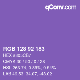 カラーコード: RGB 128 92 183 | qconv.com