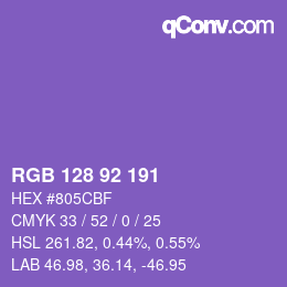 カラーコード: RGB 128 92 191 | qconv.com