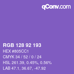 颜色代码: RGB 128 92 193 | qconv.com