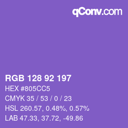 カラーコード: RGB 128 92 197 | qconv.com