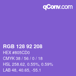 カラーコード: RGB 128 92 208 | qconv.com
