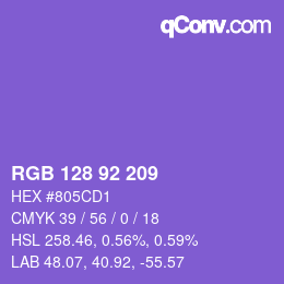 颜色代码: RGB 128 92 209 | qconv.com