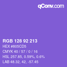 カラーコード: RGB 128 92 213 | qconv.com