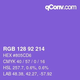 颜色代码: RGB 128 92 214 | qconv.com