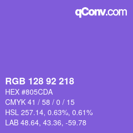カラーコード: RGB 128 92 218 | qconv.com