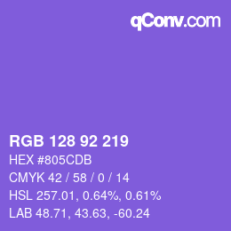 颜色代码: RGB 128 92 219 | qconv.com