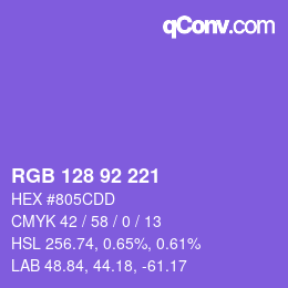 カラーコード: RGB 128 92 221 | qconv.com