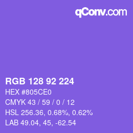 颜色代码: RGB 128 92 224 | qconv.com