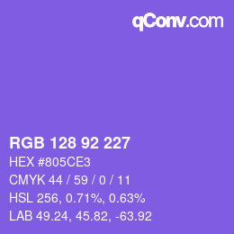 カラーコード: RGB 128 92 227 | qconv.com