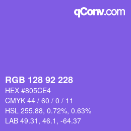 カラーコード: RGB 128 92 228 | qconv.com