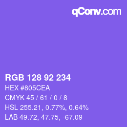 カラーコード: RGB 128 92 234 | qconv.com