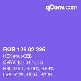 颜色代码: RGB 128 92 235 | qconv.com