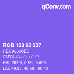 カラーコード: RGB 128 92 237 | qconv.com