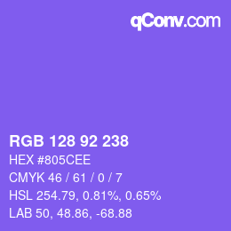 カラーコード: RGB 128 92 238 | qconv.com