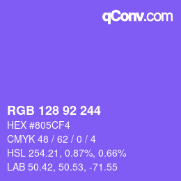 カラーコード: RGB 128 92 244 | qconv.com