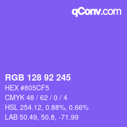 颜色代码: RGB 128 92 245 | qconv.com