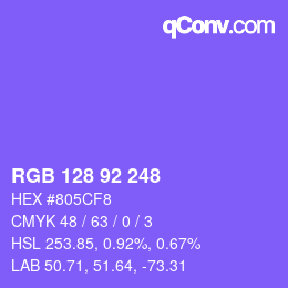 カラーコード: RGB 128 92 248 | qconv.com