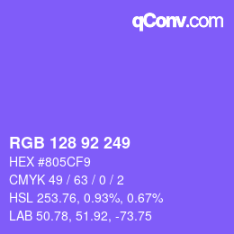 カラーコード: RGB 128 92 249 | qconv.com