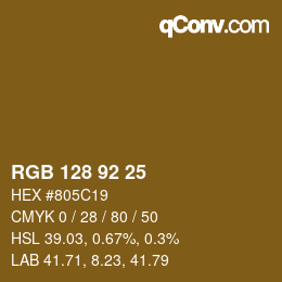 颜色代码: RGB 128 92 25 | qconv.com