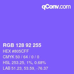 颜色代码: RGB 128 92 255 | qconv.com