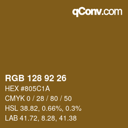 Color code: RGB 128 92 26 | qconv.com