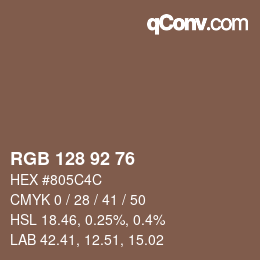 颜色代码: RGB 128 92 76 | qconv.com