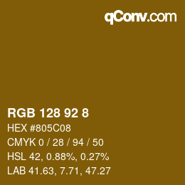 カラーコード: RGB 128 92 8 | qconv.com