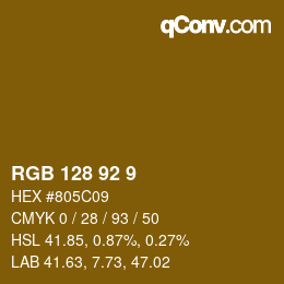 カラーコード: RGB 128 92 9 | qconv.com