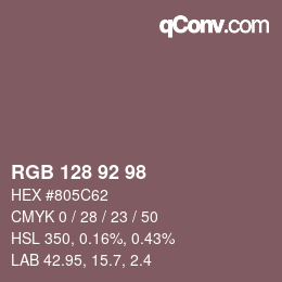 カラーコード: RGB 128 92 98 | qconv.com