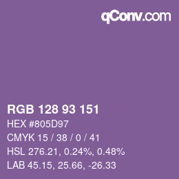 カラーコード: RGB 128 93 151 | qconv.com