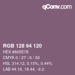 Color code: RGB 128 94 120 | qconv.com