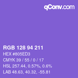 カラーコード: RGB 128 94 211 | qconv.com
