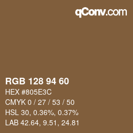 Color code: RGB 128 94 60 | qconv.com